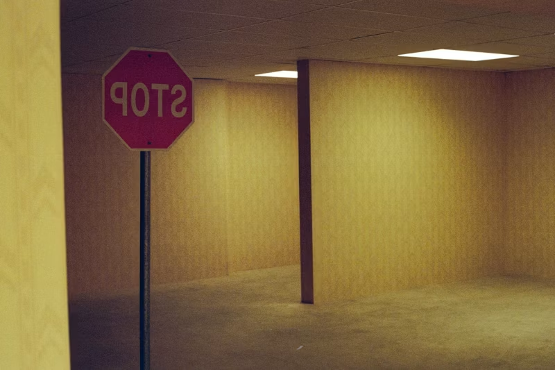 A reversed STOP sign.