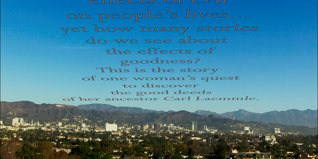 Picture of L.A. with a text crawl "This is the story of one woman's quest".