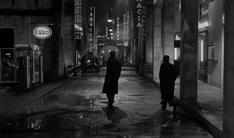 Stylized noir city-street (filmed at CineCitta).